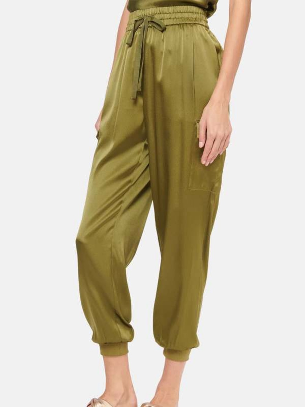 CAMI NYC | Satin Elsie Pant in Tea Leaf Green | M